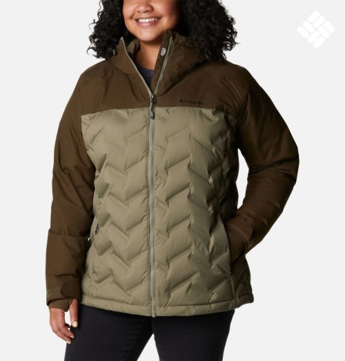 Women's Columbia Grand Trek Hooded Down Jackets Olive | Plus Size CA-LL3CA